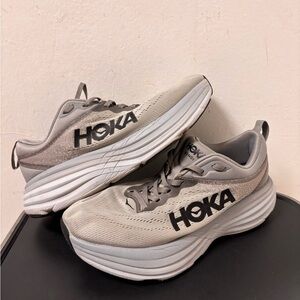 Hoka One One Bondi 8 Shark Gray Athletic Running Shoes Sneakers Men's Size 8 D